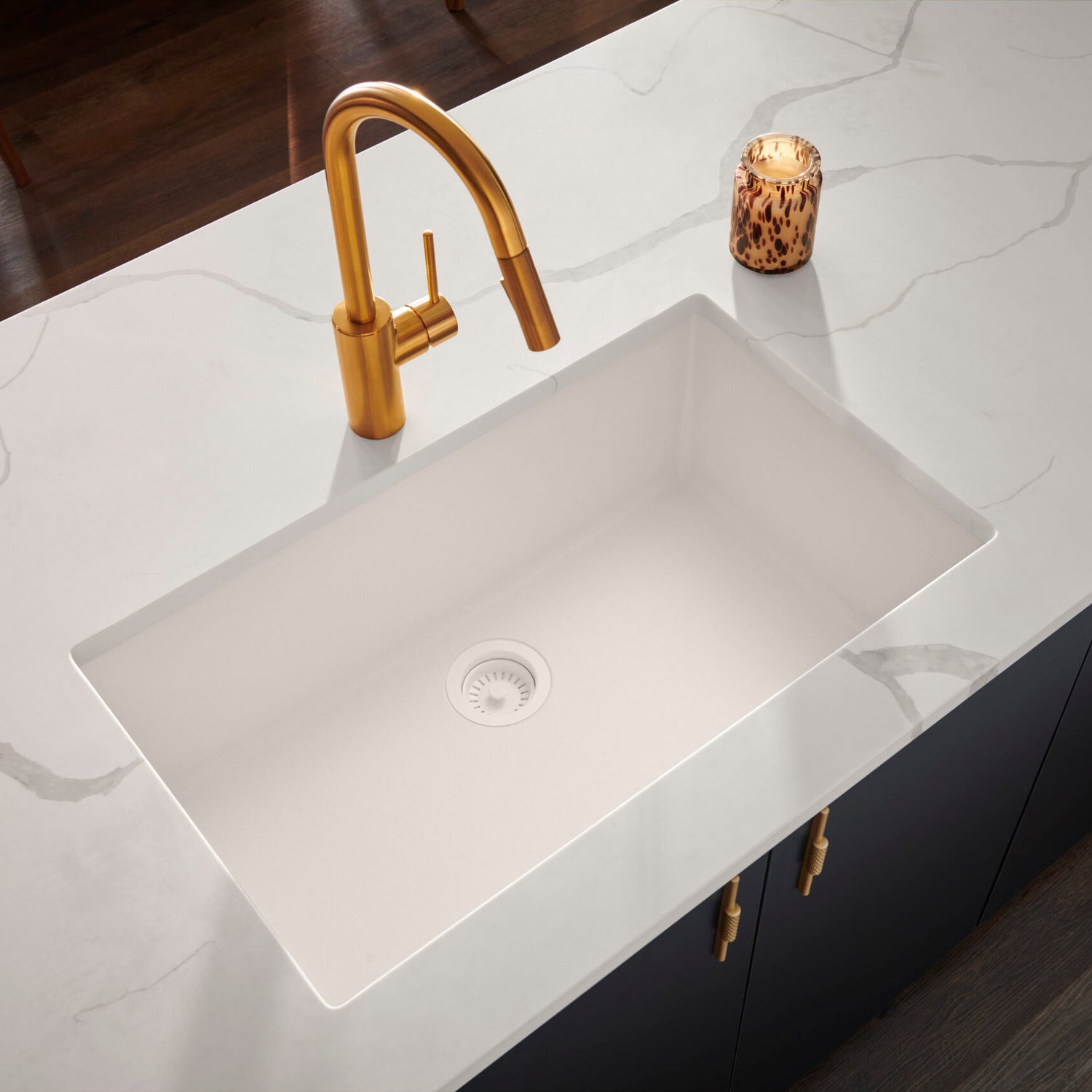 Ruvati 30 x 18 inch Granite Composite Undermount Single Bowl Kitchen Sink