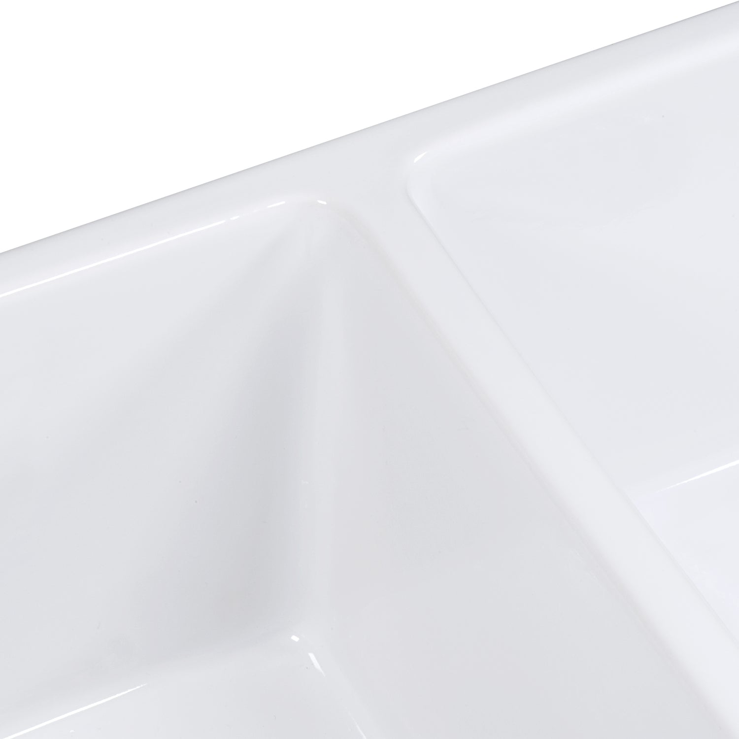 Ruvati 33 x 18 inch Fireclay Farmhouse Apron-Front Kitchen Sink Double Bowl – White