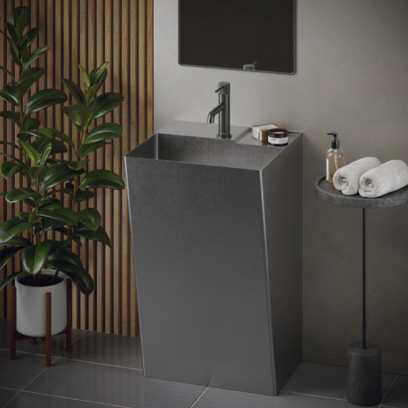 Karran Cinox Stainless Steel Rectangular Pedestal Sink
