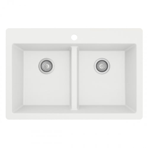 Karran QU-810 33" Top Mount Double Equal Bowl Quartz Kitchen Sink