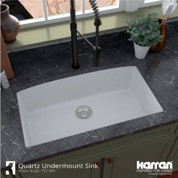 Undermount Quartz Composite 32" Single Bowl Kitchen Sink Kit