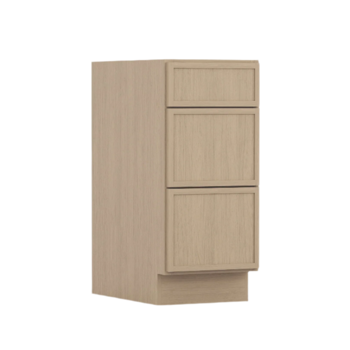 Slim White Oak 15" Vanity Three Drawer Base Cabinet