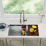 Elite 32" Undermount Workstation 16 Gauge Single Bowl Stainless Steel Kitchen Sink with Scottsdale Pull-Down Faucet