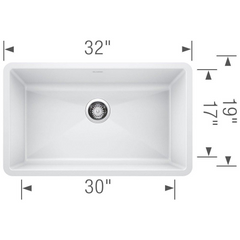 Precis™ 32 x 19 in. No Hole Granite Composite Single Bowl Undermount Kitchen Sink