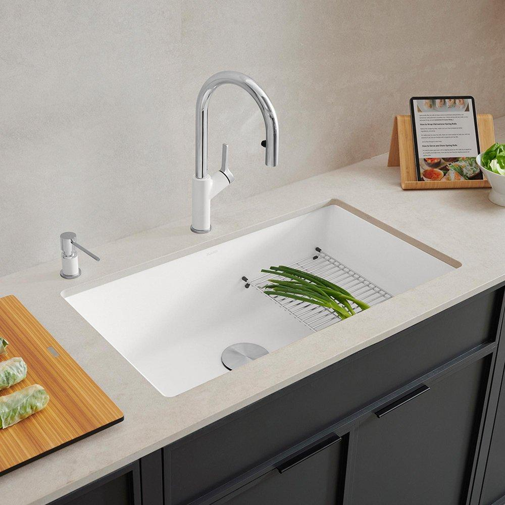 Precis™ 32 x 19 in. No Hole Granite Composite Single Bowl Undermount Kitchen Sink