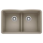 Diamond™ 32 x 19-1/4 in. No Hole Composite Double Bowl Undermount Kitchen Sink