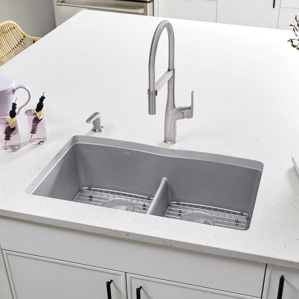 Diamond™ 32 x 19-1/4 in. No Hole Composite Double Bowl Undermount Kitchen Sink