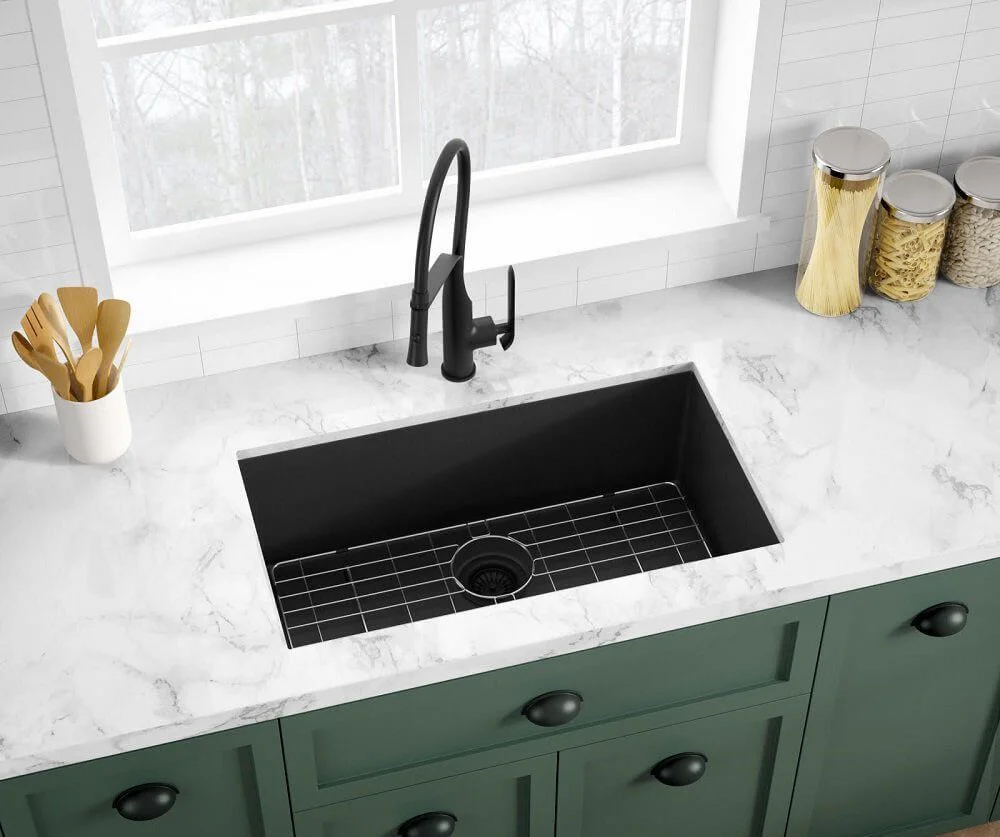 31" Granite Composite Kitchen Sink Black