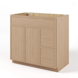 Slim White Oak 1 Door Vanity Combo Cabinet - Right Side Drawer 30"