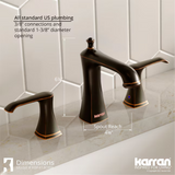 Karran Woodburn Oil Rubbed Bronze Widespread 2-Handle Bathroom Sink Faucet with Drain