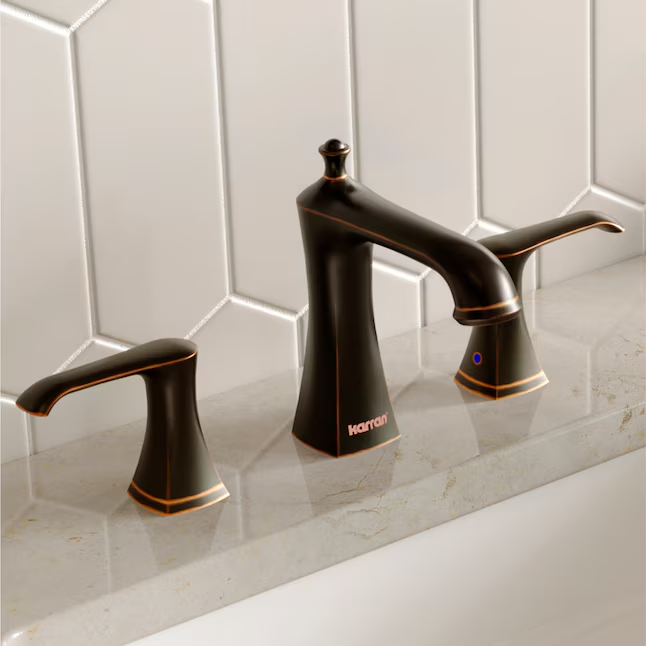 Karran Woodburn Oil Rubbed Bronze Widespread 2-Handle Bathroom Sink Faucet with Drain