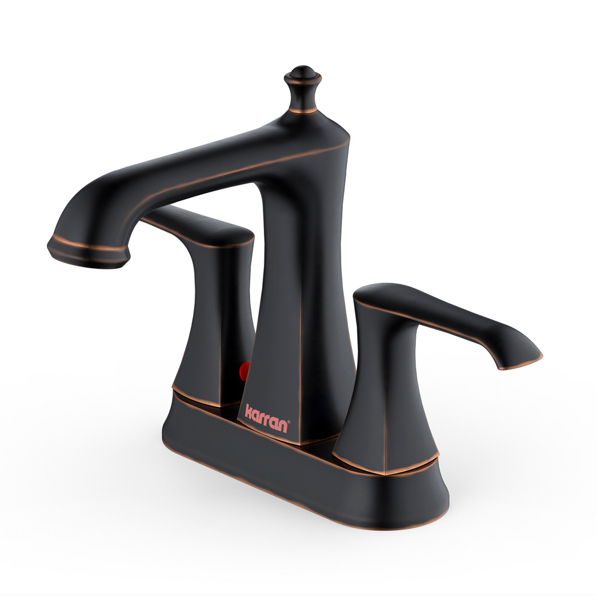 Karran Woodburn Oil Rubbed Bronze 4-in centerset 2-Handle Bathroom Sink Faucet with Drain