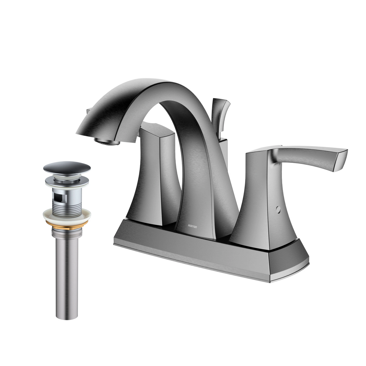 Karran Randburg Stainless Steel 4-in centerset 2-Handle WaterSense Bathroom Sink Faucet with Drain