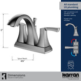 Karran Randburg Stainless Steel 4-in centerset 2-Handle WaterSense Bathroom Sink Faucet with Drain