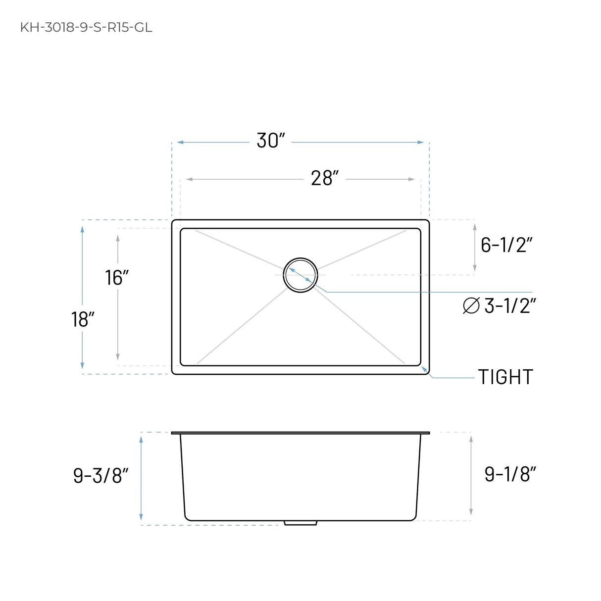 30'' L Undermount Single Bowl Gold Kitchen Sink