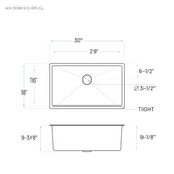 30'' L Undermount Single Bowl Gold Kitchen Sink