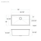 32'' L Undermount Single Bowl Stainless Steel Kitchen Sink