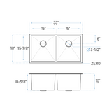 31'' L Undermount Double Bowl Stainless Steel Kitchen Sink