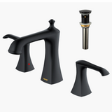 Karran Woodburn Matte Black Widespread 2-Handle Bathroom Sink Faucet with Drain