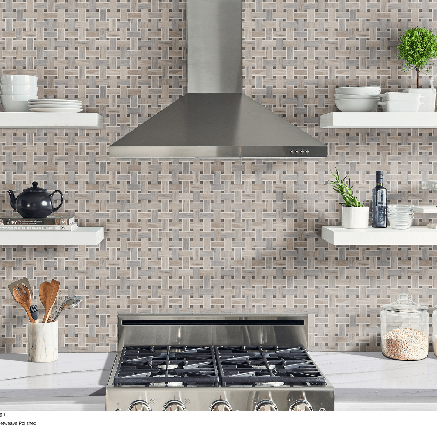 Angora 12x12 Polished Basketweave Tile