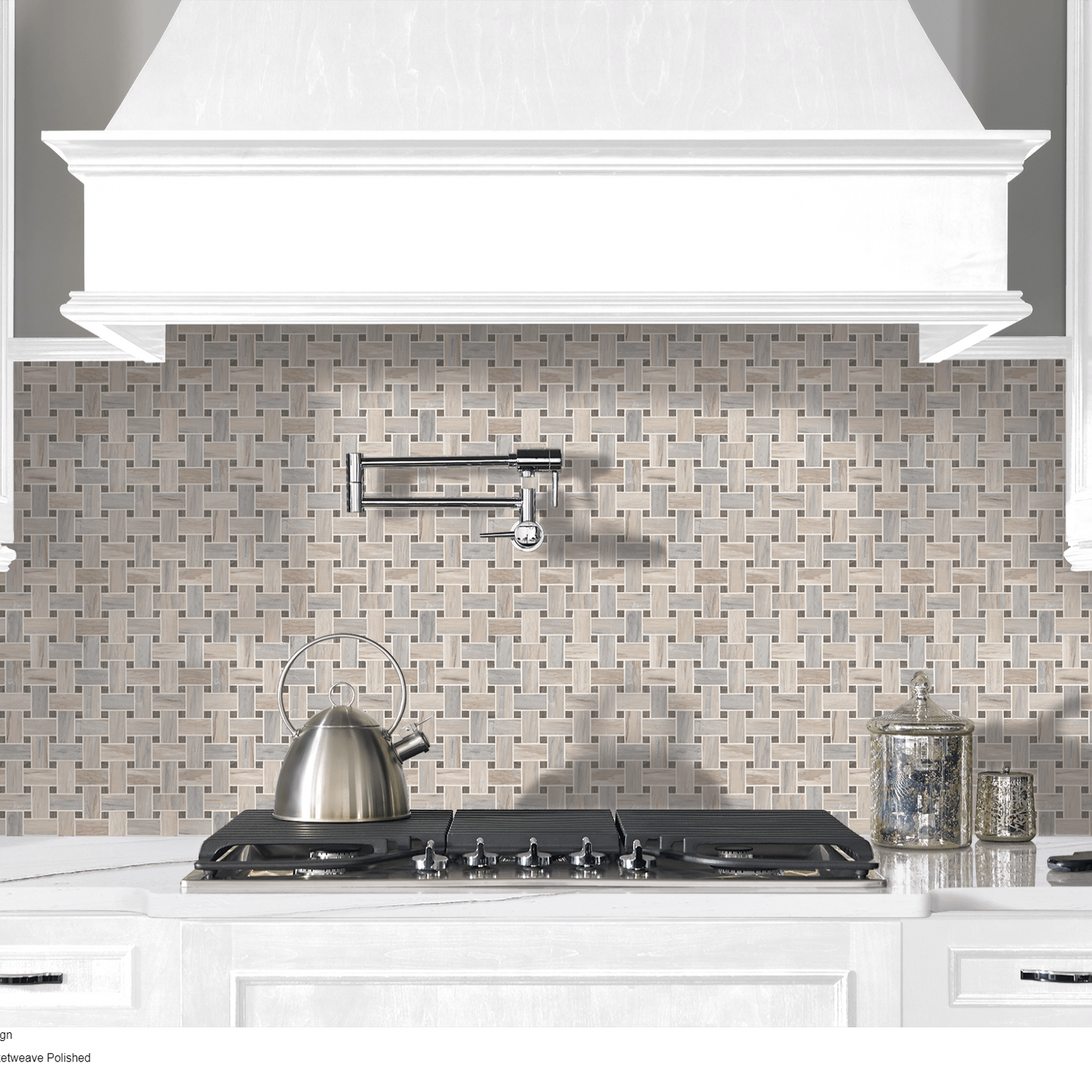 Angora 12x12 Polished Basketweave Tile