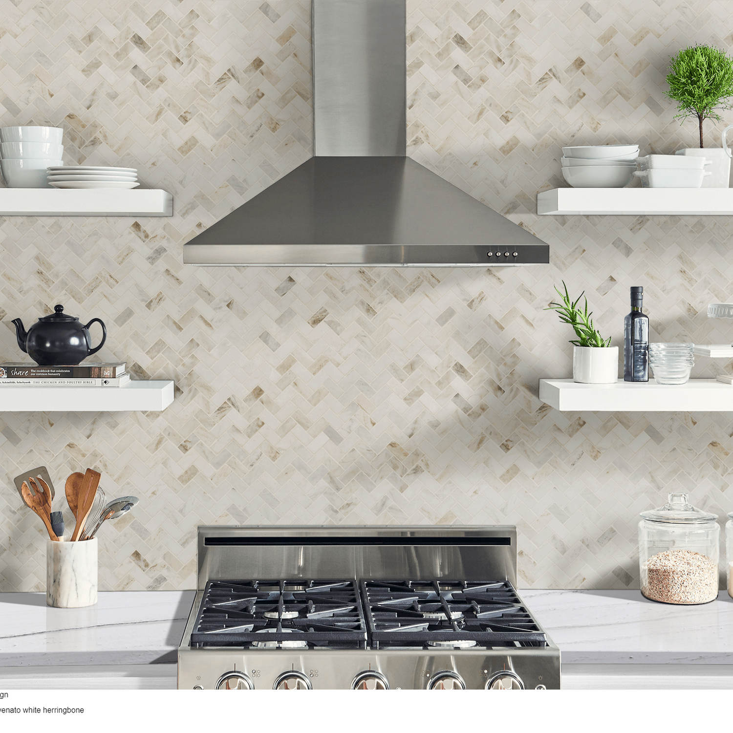 Angora 12x12 Polished Herringbone Tile