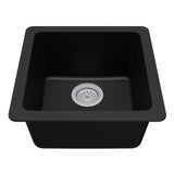 Karran 17" Undermount Quartz Composite Kitchen Sink, Black