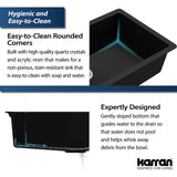 Karran 17" Undermount Quartz Composite Kitchen Sink, Black