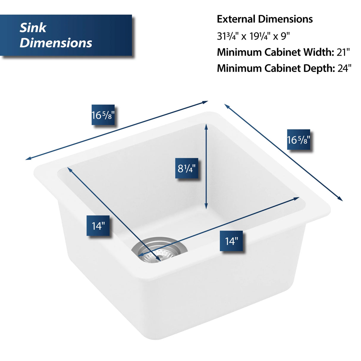 Karran 17" Undermount Quartz Composite Kitchen Sink, White