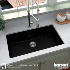 QU-812 Quartz 32.5 in. Large Single Bowl Undermount Kitchen Sink