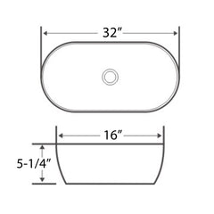 Ruvati 32 x 16 inch Bathroom Vessel Sink White Oval Above Counter Vanity Porcelain Ceramic