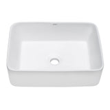 19" Rectangular Above Vanity Counter Bathroom Porcelain Ceramic Vessel Sink in White