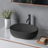 Ruvati 19-inch Matte Black epiStone Solid Surface Modern Bathroom Vessel Sink