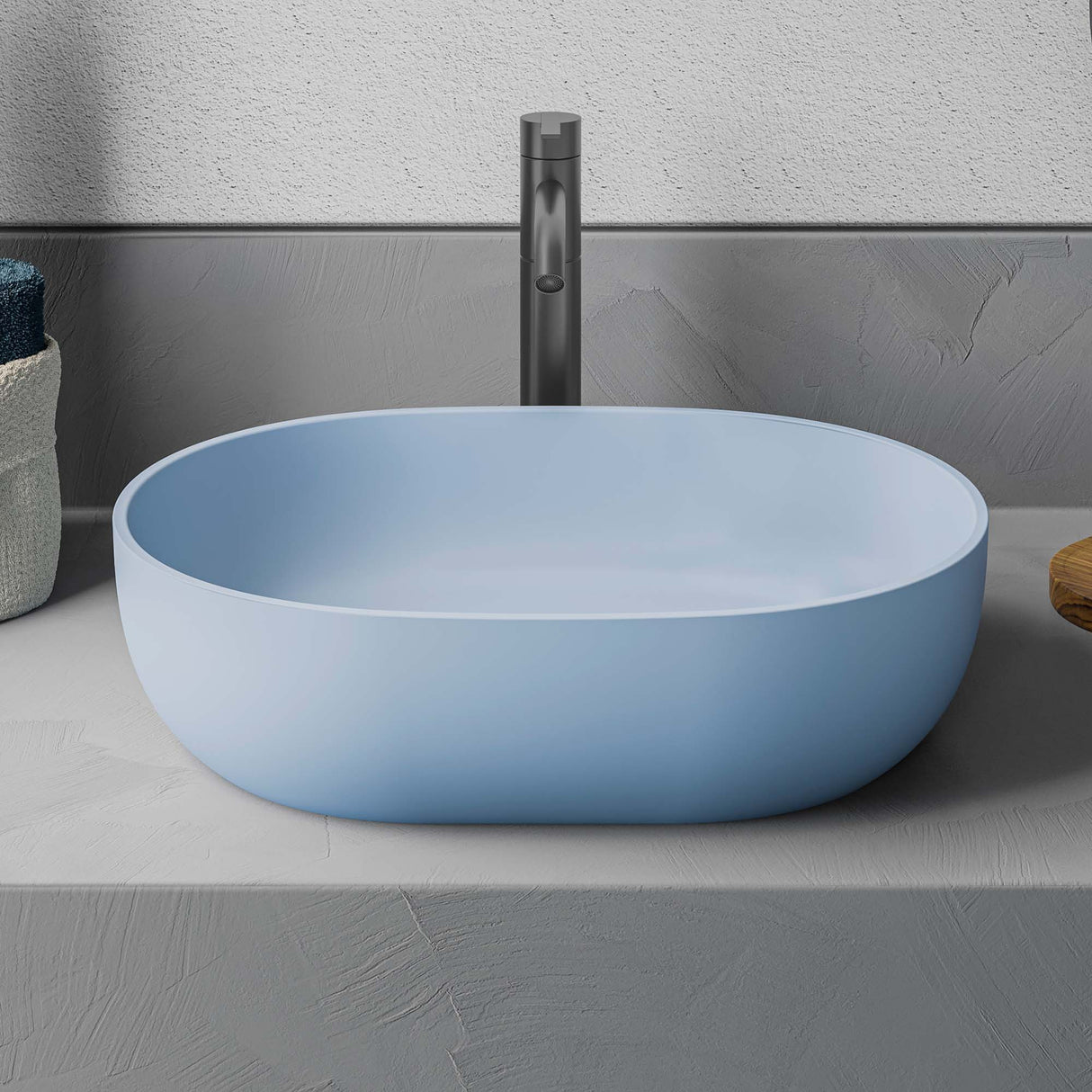 Ruvati 19-inch Pacific Blue epiStone Solid Surface Modern Bathroom Vessel Sink