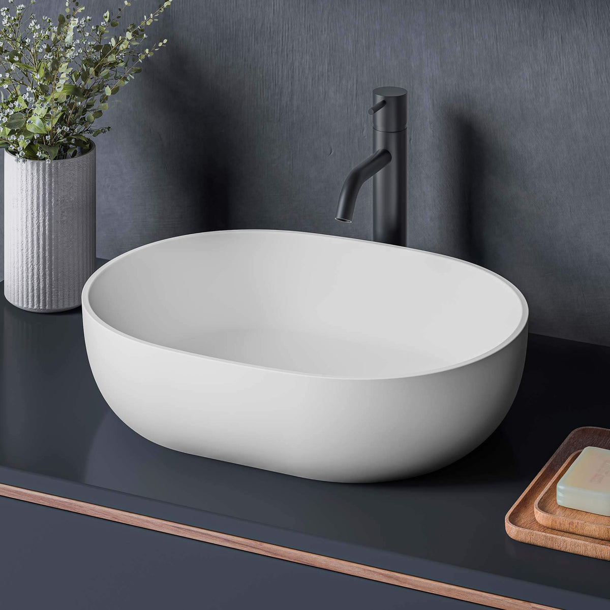 Ruvati 19-inch Matte White epiStone Solid Surface Modern Bathroom Vessel Sink