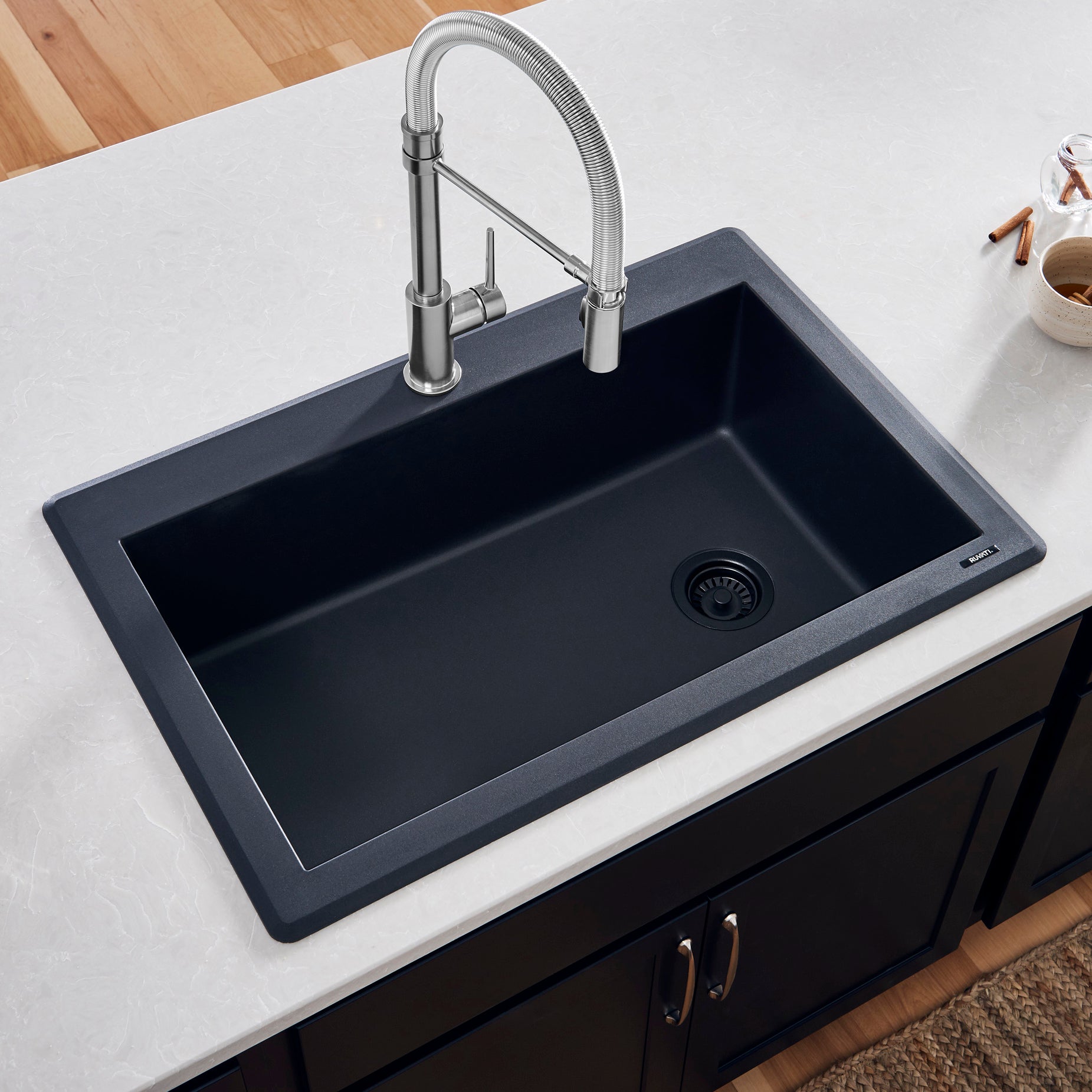 Ruvati 33 x 22 inch epiGranite Drop-in Topmount Granite Composite Single Bowl Kitchen Sink