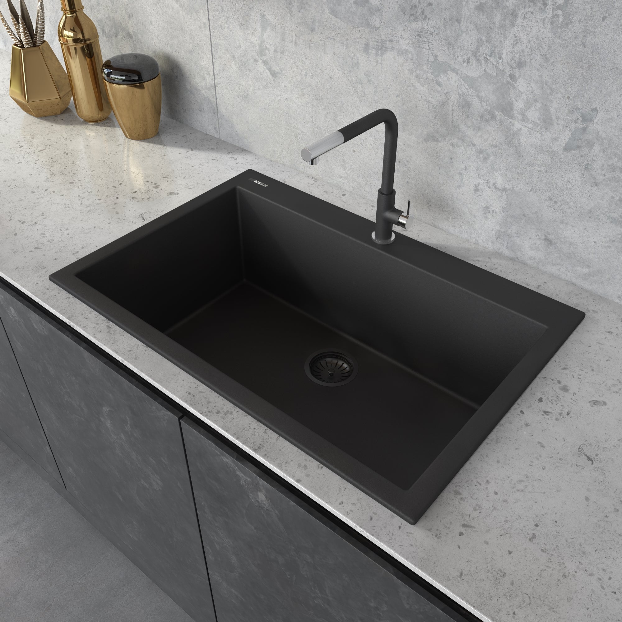 Ruvati 33 x 22 inch epiGranite Drop-in Topmount Granite Composite Single Bowl Kitchen Sink