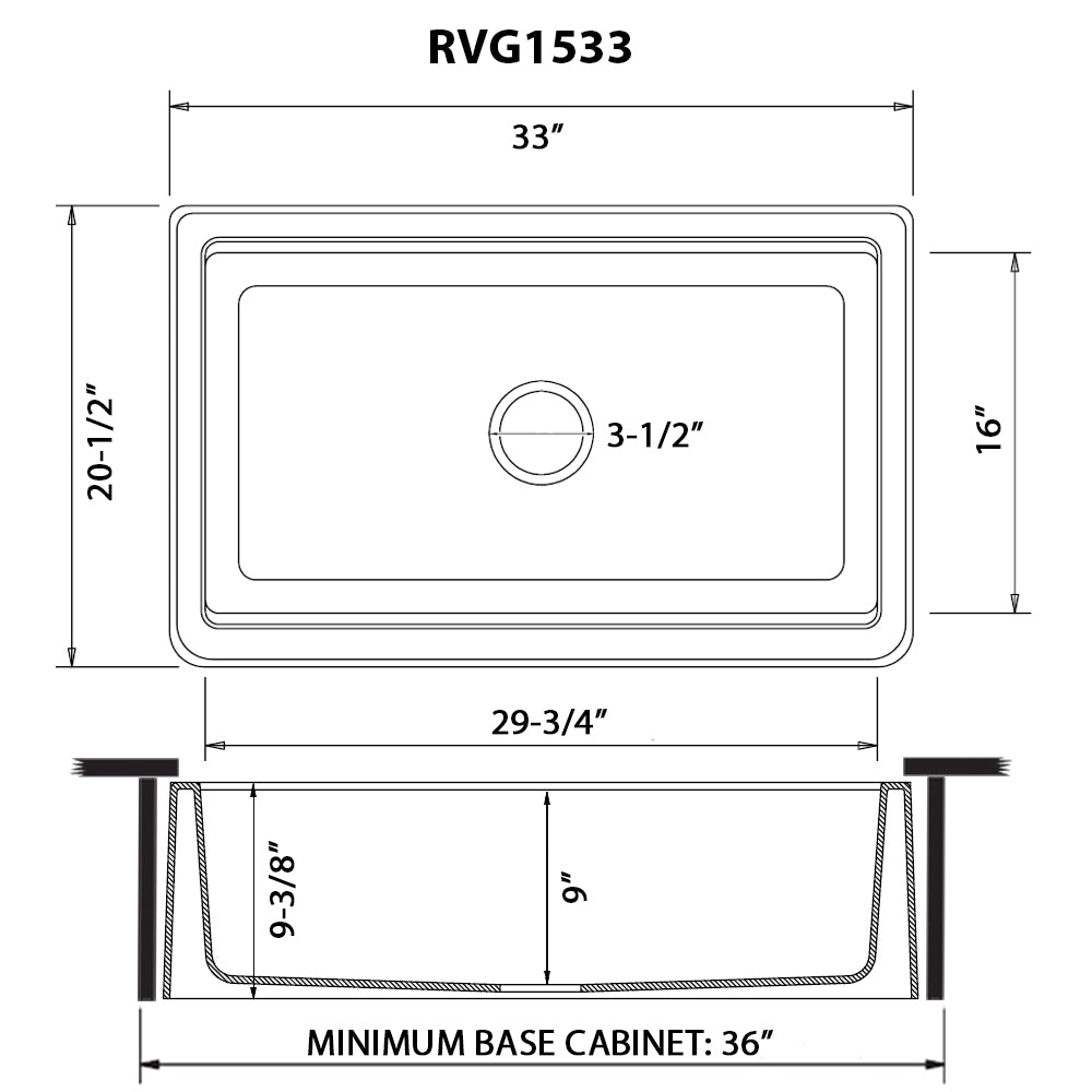 Ruvati 33-inch Matte Black Granite Farmhouse Workstation Apron-front Composite Kitchen Sink