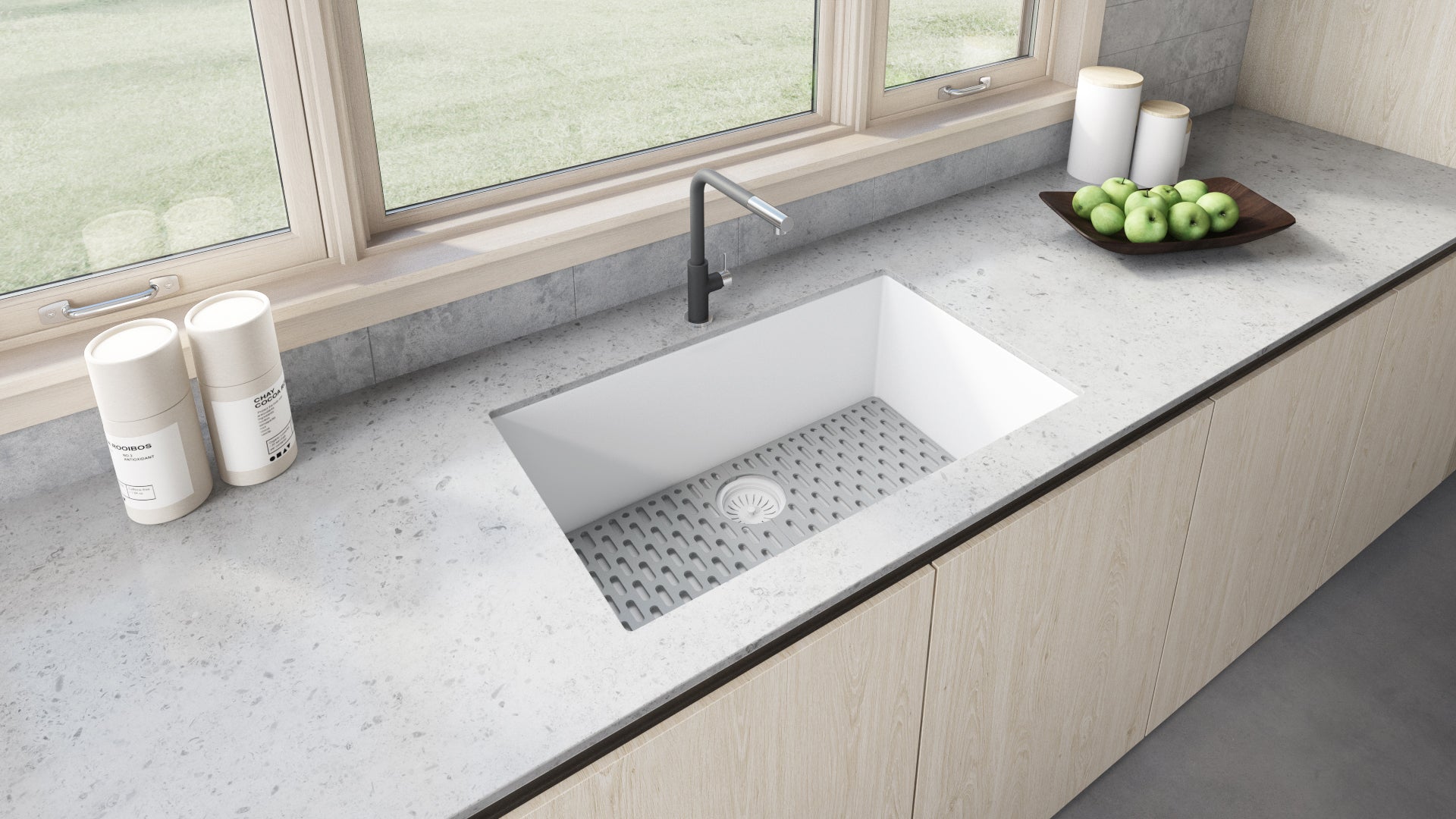 Ruvati 30 x 18 inch Granite Composite Undermount Single Bowl Kitchen Sink