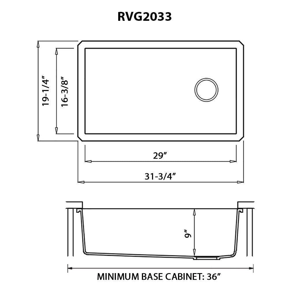 Ruvati 32 x 19 inch epiGranite Undermount Granite Composite Single Bowl Kitchen Sink