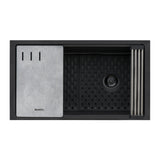 Ruvati 33-inch Undermount Workstation Granite Composite Kitchen Sink Matte Black