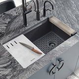 Ruvati 33-inch Undermount Workstation Granite Composite Kitchen Sink Matte Black