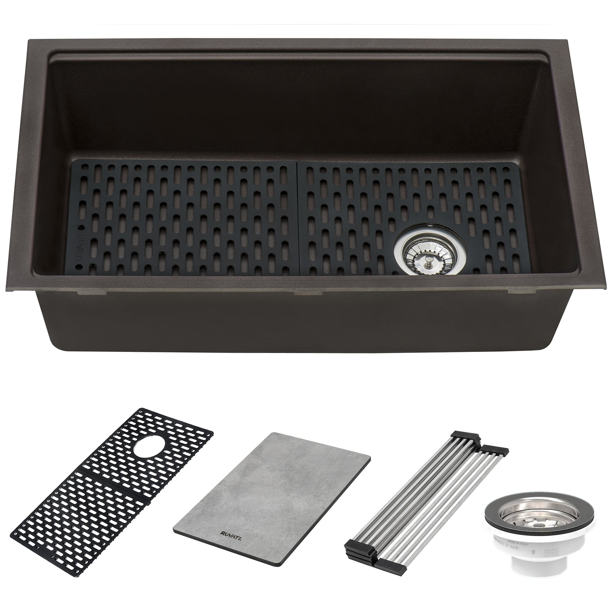 Ruvati 33-inch Granite Composite Undermount Workstation Kitchen Sink