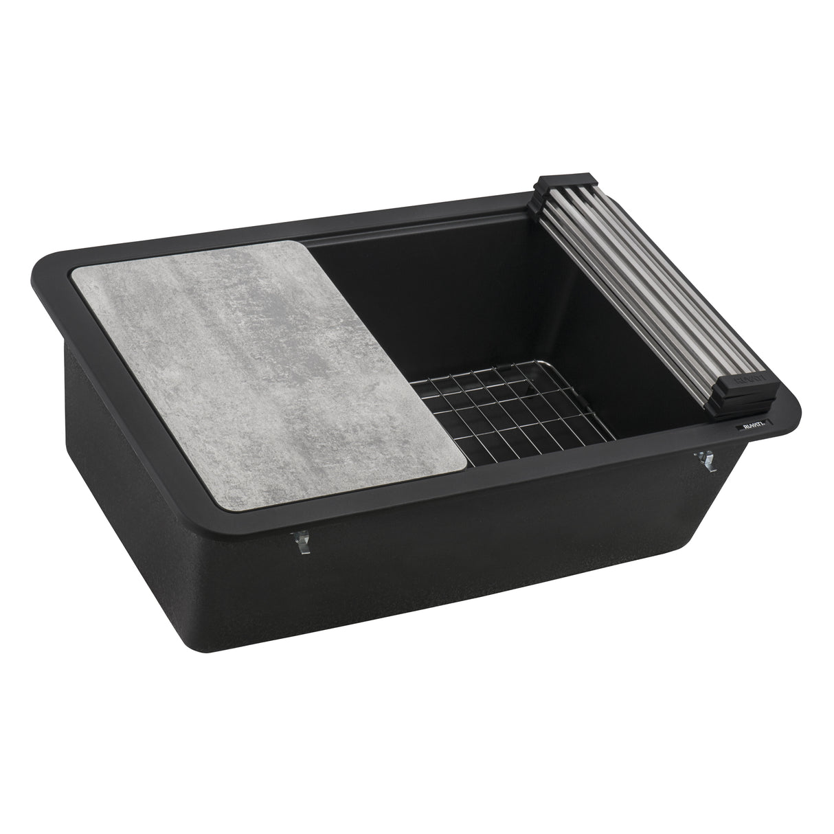 Ruvati 30-inch Granite Composite Workstation Matte Black Dual Mount Kitchen Sink