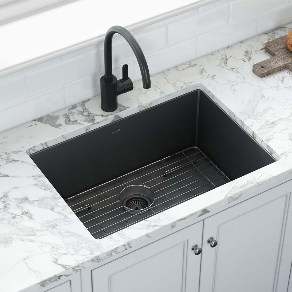 Ruvati 30-inch Undermount Gunmetal Black Stainless Steel Kitchen Sink 16 Gauge Single Bowl