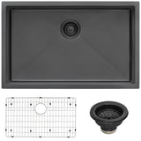 Ruvati 30-inch Undermount Gunmetal Black Stainless Steel Kitchen Sink 16 Gauge Single Bowl