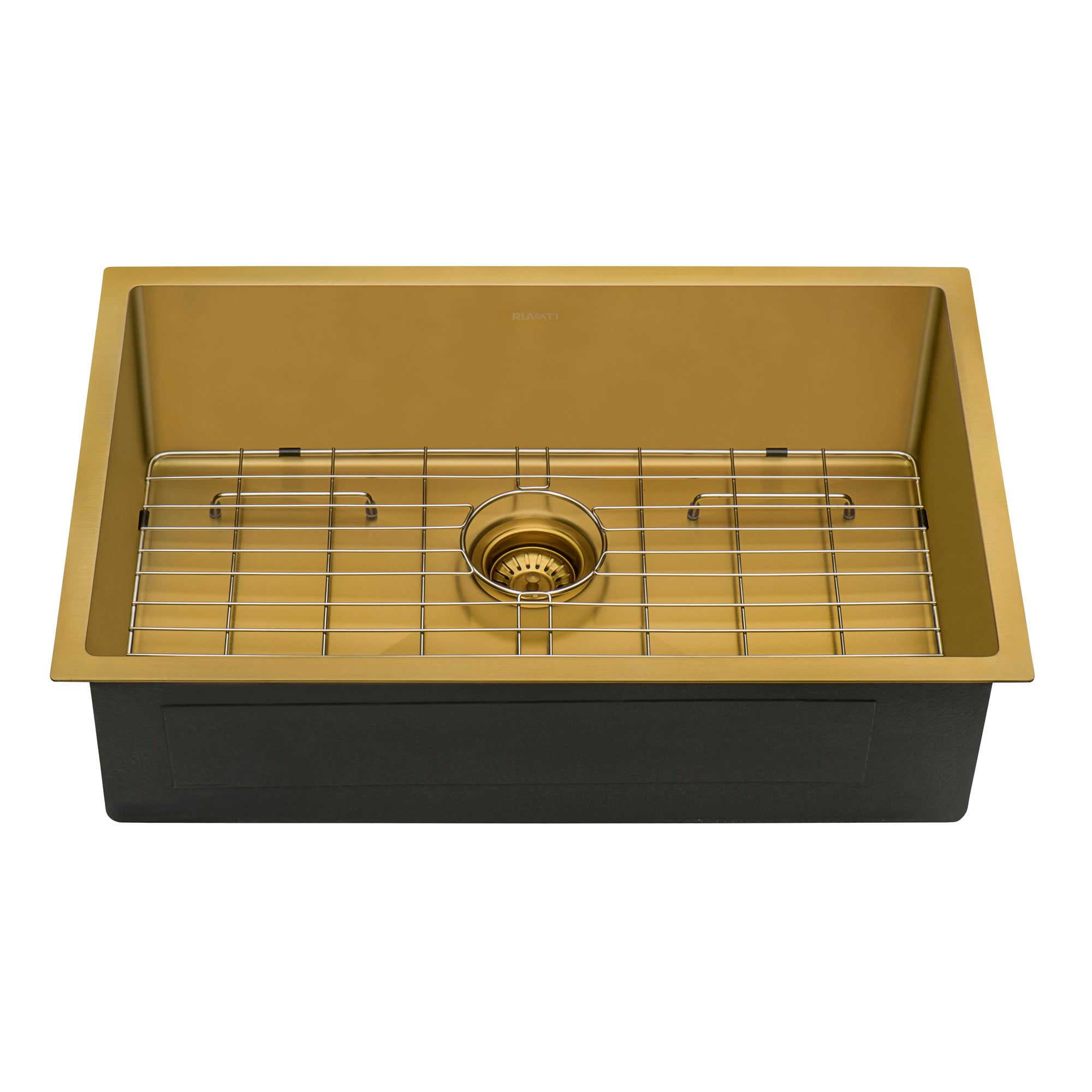 Ruvati 33-inch Undermount Satin Brass Matte Gold Stainless Steel Kitchen Sink 16 Gauge Single Bowl