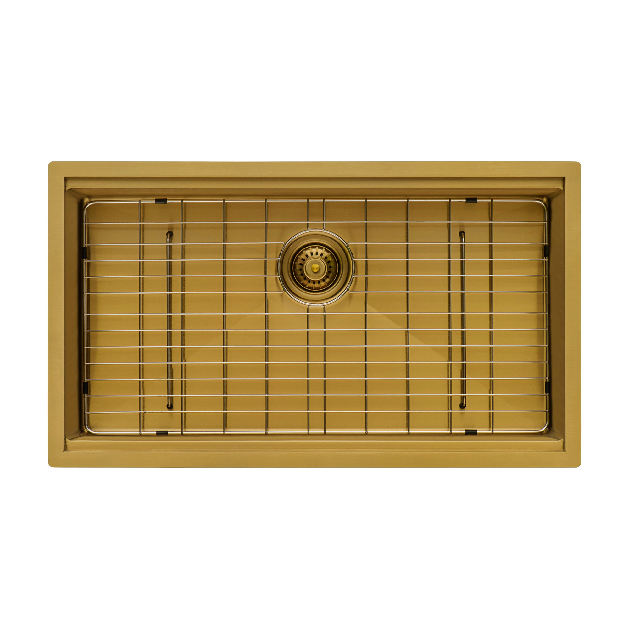 Ruvati 33 inch Polished Brass Matte Gold Workstation Undermount Kitchen Sink Single Bowl