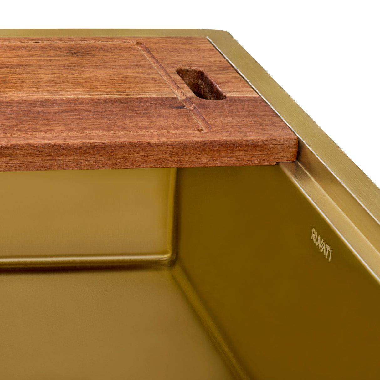 Ruvati 33 inch Polished Brass Matte Gold Workstation Undermount Kitchen Sink Single Bowl