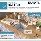 Ruvati 13 x 15 inch Undermount 16 Gauge Zero Radius Bar Prep Kitchen Sink Stainless Steel Single Bowl